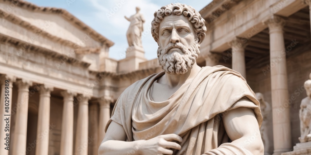 stoic greek marble statue in temple, Stoics and stoicism motivational and inspirational quotes