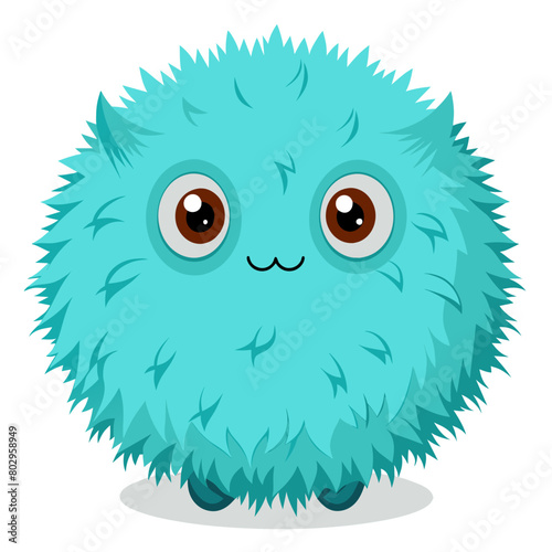 A round, fluffy monster with tufts of fur sticking out for a cute and whimsical illustration