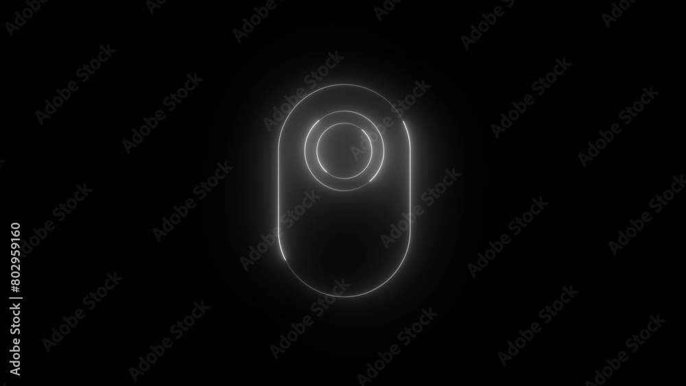 Neon glowing white color gripper tool mouse icon on black background animation