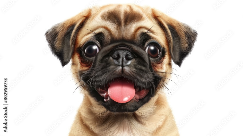 Adorable pug dog with tongue out, perfect for pet-related projects Adorable pug dog with tongue out, perfect for pet-related projects