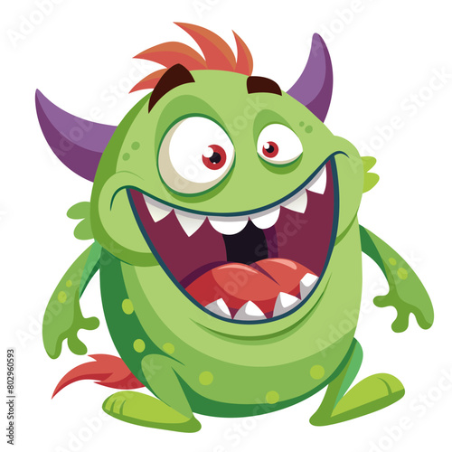 A silly monster with a goofy grin and a snickering expression for a humorous and whimsical illustration