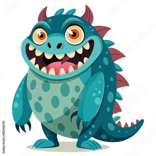 A spotted monster with a big, toothy grin for a playful and whimsical illustration