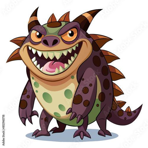A spotted monster with a big, toothy grin for a playful and whimsical illustration