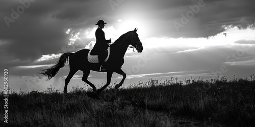 A person riding a horse in a scenic field. Suitable for outdoor and equestrian themes © Fotograf