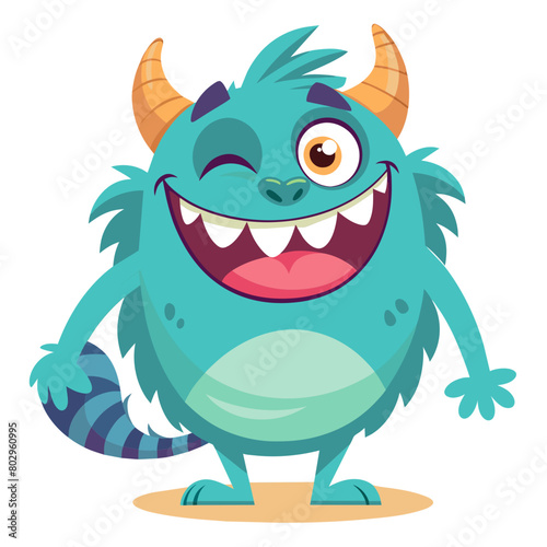 A whimsical monster with a playful wink