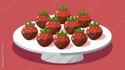 A display of elegant chocolatecovered strawberries carefully arranged on a platter for judging.. Vector illustration