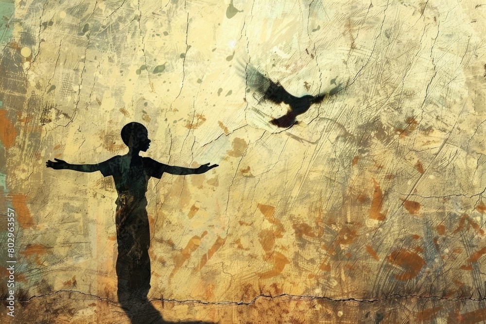 Obraz premium A person standing in front of a bird. Suitable for various projects