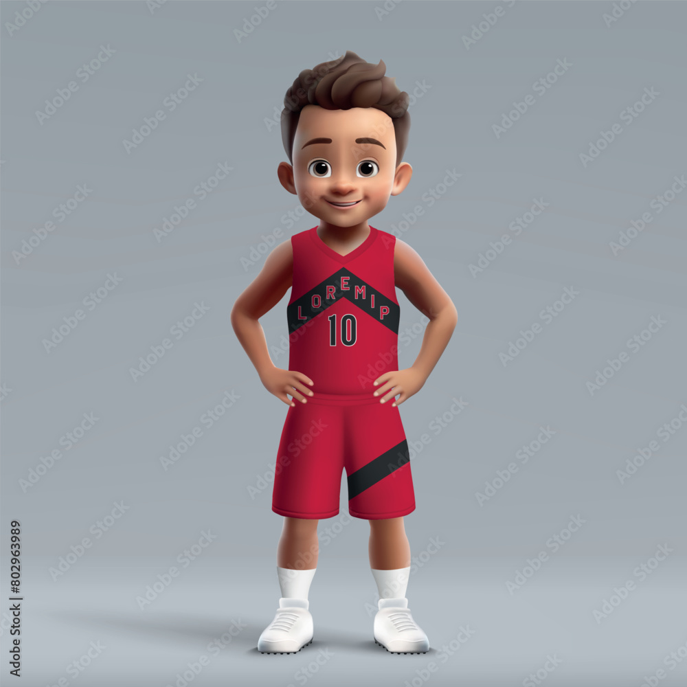Obraz premium 3d cartoon young basketball player in team kit Toronto