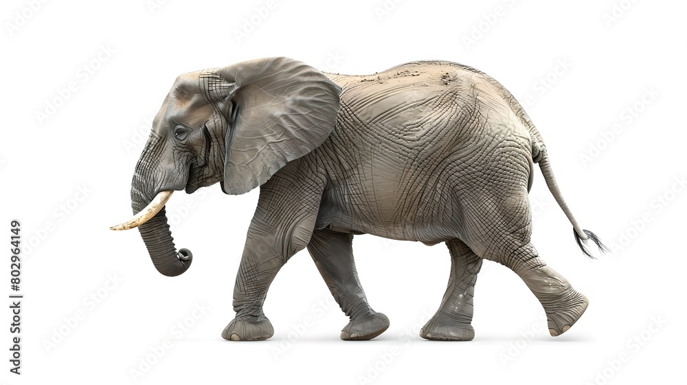 Majestic African Elephant Walking Isolated on White Background. Wildlife in Natural Habitat Conceptualized in Realistic Style for Educational Use. Perfect for Nature Themes. AI Majestic African Elephant Walking Isolated on White Background. Wildlife in Natural Habitat Conceptualized in Realistic Style for Educational Use. Perfect for Nature Themes. AI
