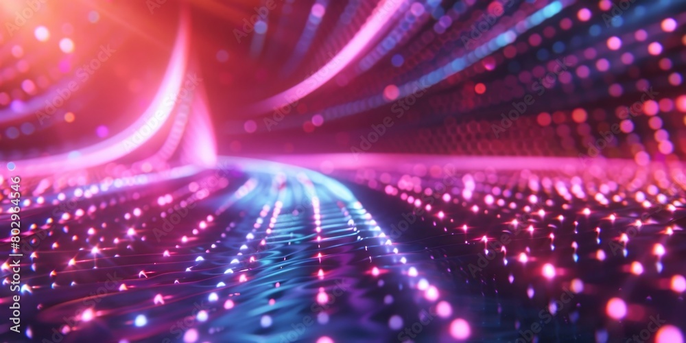 Obraz premium Computer keyboard covered in colorful lights, perfect for technology concepts