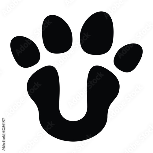 U letter paw pet logo template