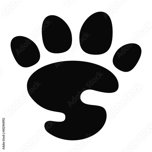 S letter paw pet logo template