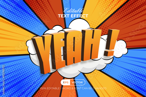 Yeah Text Effect Comic Style. Editable Text Effect.