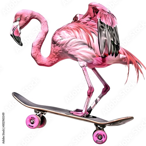 pink flamingo bird on white background Generative Ai