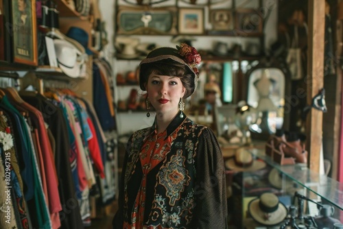 Vintage Visions: A Portrait of the Stylish Small Business Owner of a Retro Clothing Store © Vera