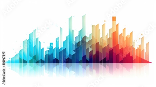 Financial growth chart cartoon illustration - Generative AI. Colorful  chart  blue  red.