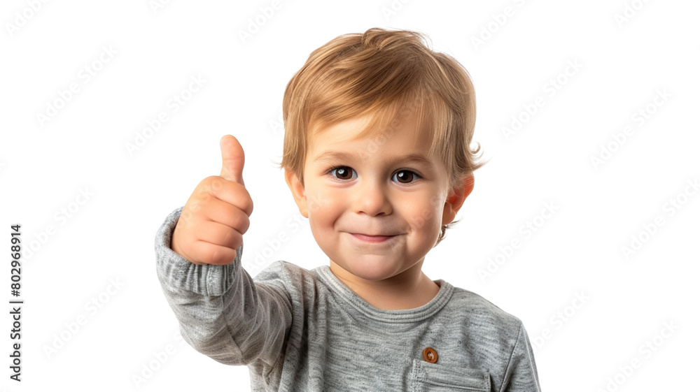 Joyful toddler giving a thumbs up isolated on transparent png background.
Joyful toddler giving a thumbs up isolated on transparent png background.
