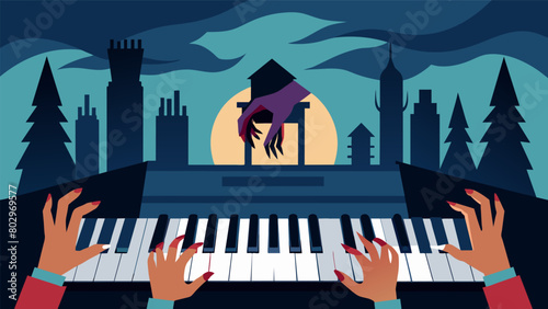 The pianists hands flew over the keys producing a haunting melody that sent shivers down the listeners spine. The accompanying instruments added.