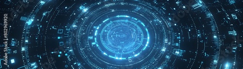 Captivating Digital Visualization of Futuristic Cyberspace Circles