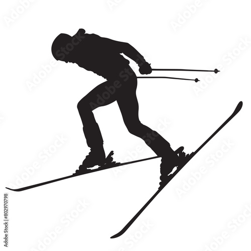 Vector silhouette of an winter ski sports person. Flat cutout icon