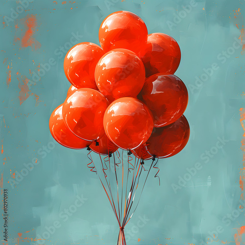 Vintage-Inspired Balloon Gathering: A Whimsical Illustration