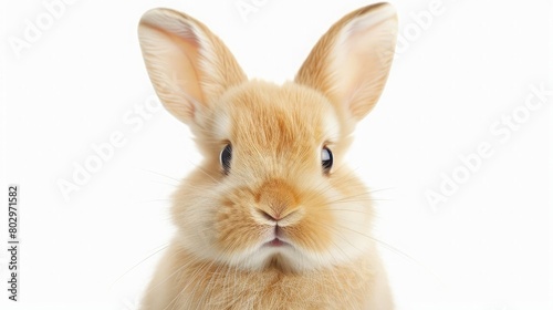 Cute beige easter bunny on white background  generetive ai