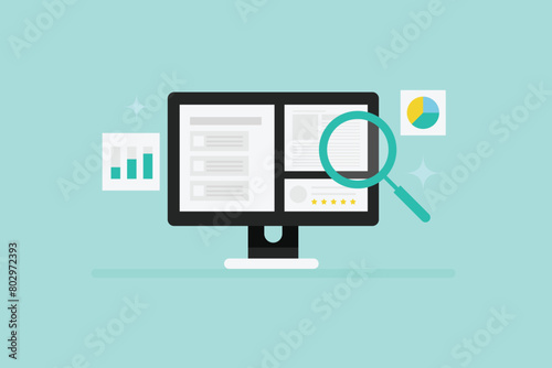 SEO services by digital marketing company, SEO analysis tool, SEO checker, Website SEO score, vector illustration background.