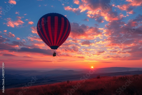 Hot air balloons at sunset