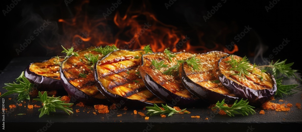 A delicious copy space image of roasted eggplant A delicious copy space image of roasted eggplant