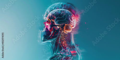 Chiari Malformation: The Headache and Neck Pain - Visualize a person with a highlighted cerebellum extending into the spinal canal, experiencing headaches and neck pain