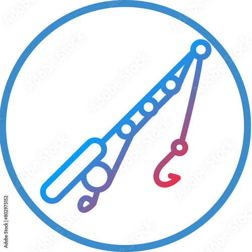 Fishing Line and Hook Icon Style