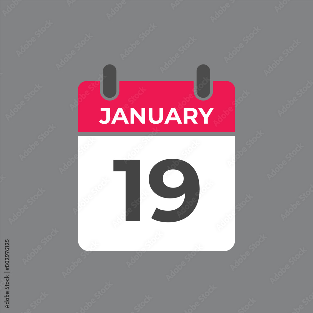 january 19 calendar reminder. 19 january daily calendar icon template. Calendar 19 january icon Design template. Vector illustration
