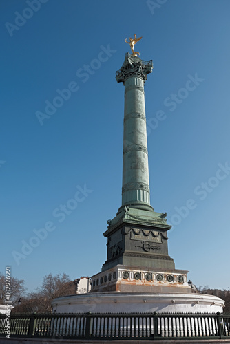 The Place de la Bastille with the July Column (Colonne de Juillet) in  Paris, France
