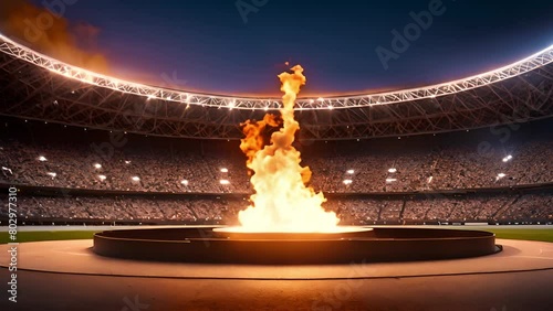 Olympic torch burns, igniting the flame of passion and competitive spirit at the world's most important sporting event.