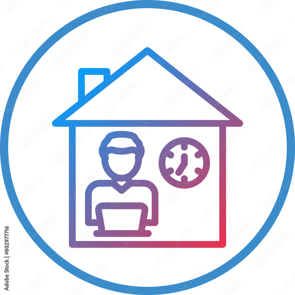 Working at Home Icon Style Working at Home Icon Style
