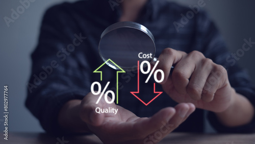 Cost and quality control concepts Cost optimization for products Quality control and cost reduction