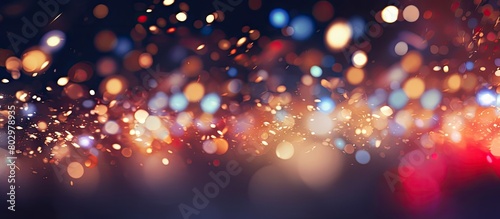 A beautiful blurred glow with red sparkles and colorful dots creates a festive background perfect for Christmas Silvester celebration and happy new year annotations Great as a copy space image photo