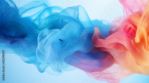 Abstract multicolored smokes background on blue toned background