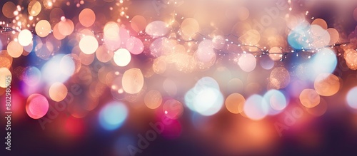 A festive Christmas background with blurred lights creating a bokeh effect Perfect for wallpapers and product displays it captures the atmosphere of holiday season and the joy of celebrating with lov