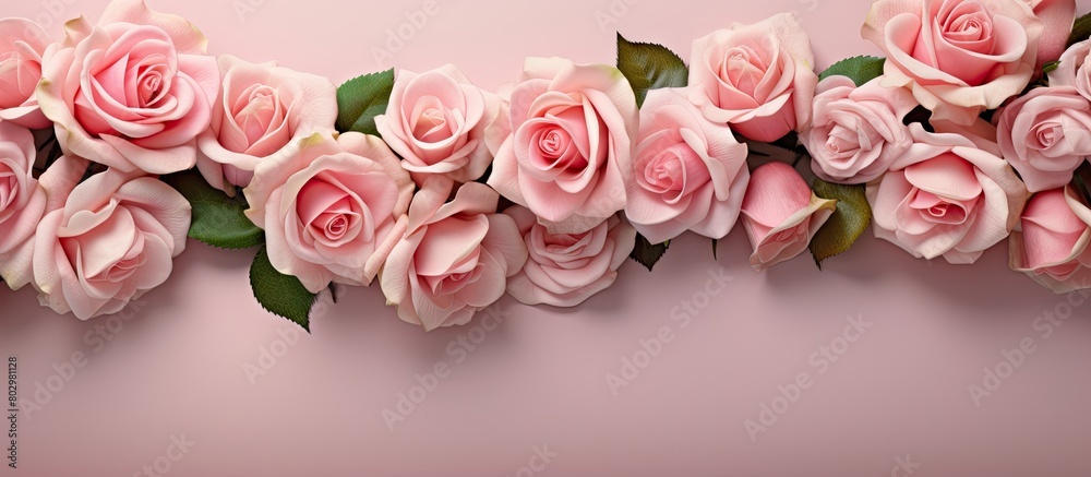 A beautiful arrangement of roses with an empty space for text or design. with copy space image. Place for adding text or design