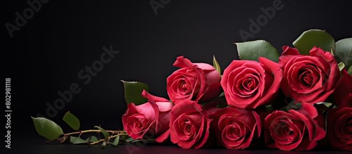 A beautiful arrangement of roses with an empty space for text or design. with copy space image. Place for adding text or design
