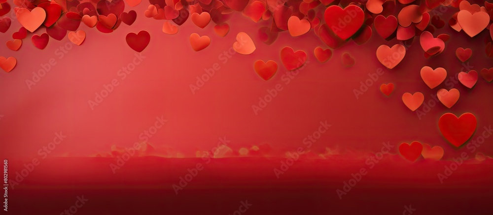 A captivating St Valentine s backdrop featuring vibrant red hearts against a red background offering ample copy space for your creative project