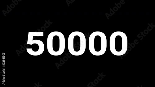 Increasing counting number 0 to 100k for price like views figures or amount concepts