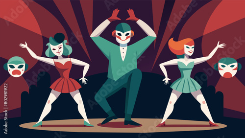 In a dance performance the dancers wear masks with exaggerated expressions representing the exaggerated and deceitful nature of manipulation..