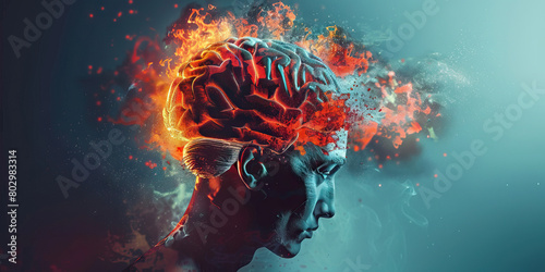 Neurosyphilis: The Brain Inflammation and Cognitive Impairment - Imagine a person with a highlighted brain affected by syphilis, experiencing inflammation and cognitive impairment photo