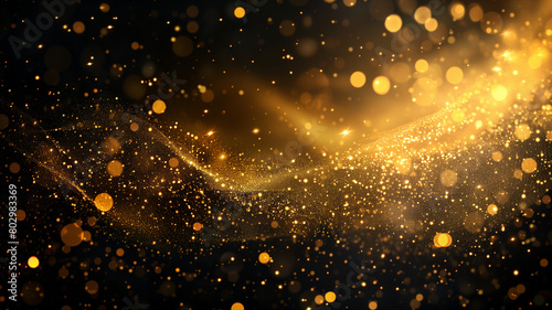 Luxury concept abstract background. Golden dust sparkling with bokeh