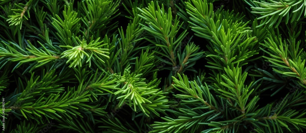 A copy space image of ladybugs crawling on the vibrant green leaves of a juniper plant A copy space image of ladybugs crawling on the vibrant green leaves of a juniper plant