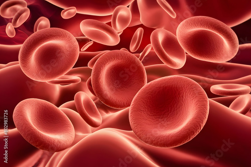 Detailed Visualization of Red Blood Cells in a Close-up View, Ideal for Medical Studies