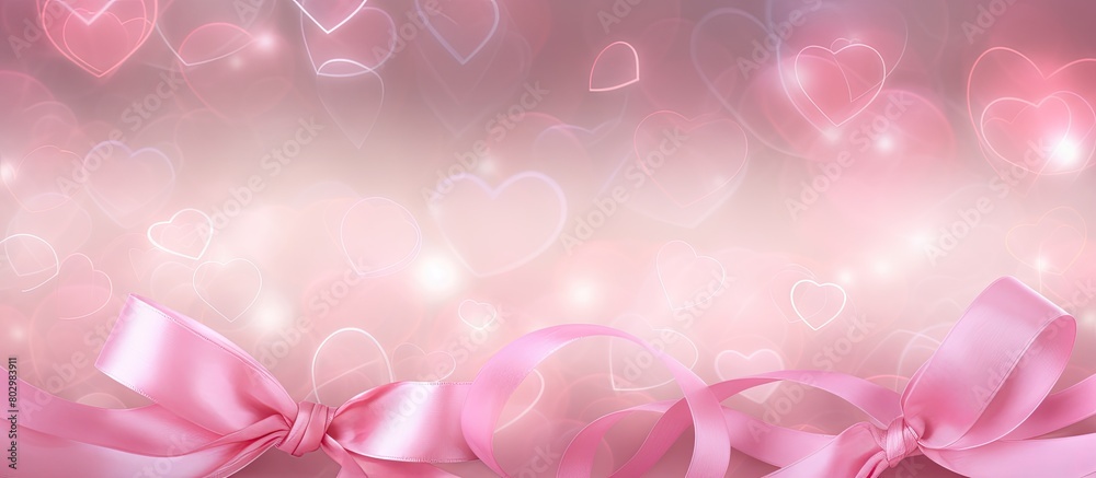 A blurry pattern background with a pink ribbon and heart shapes perfect for adding text or graphics Copy space image A blurry pattern background with a pink ribbon and heart shapes perfect for adding text or graphics Copy space image