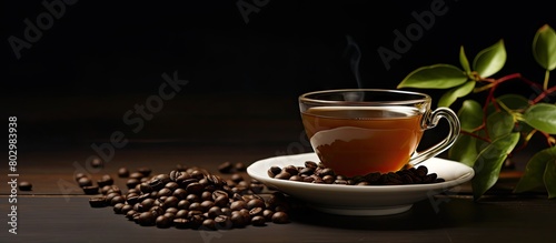 A copy space image of black soybean tea photo